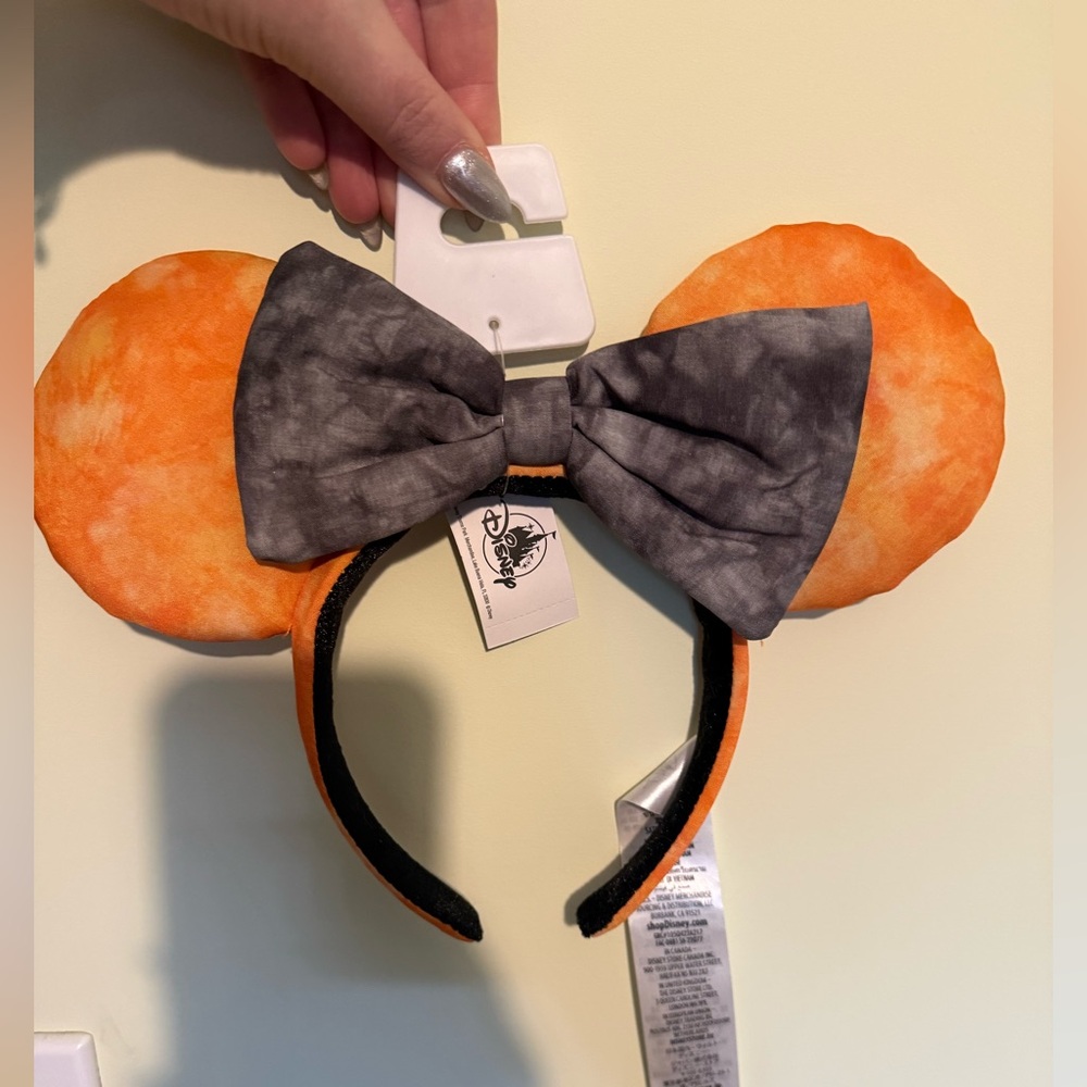 Disney Orange and Gray Minnie Ear Headband with Bow